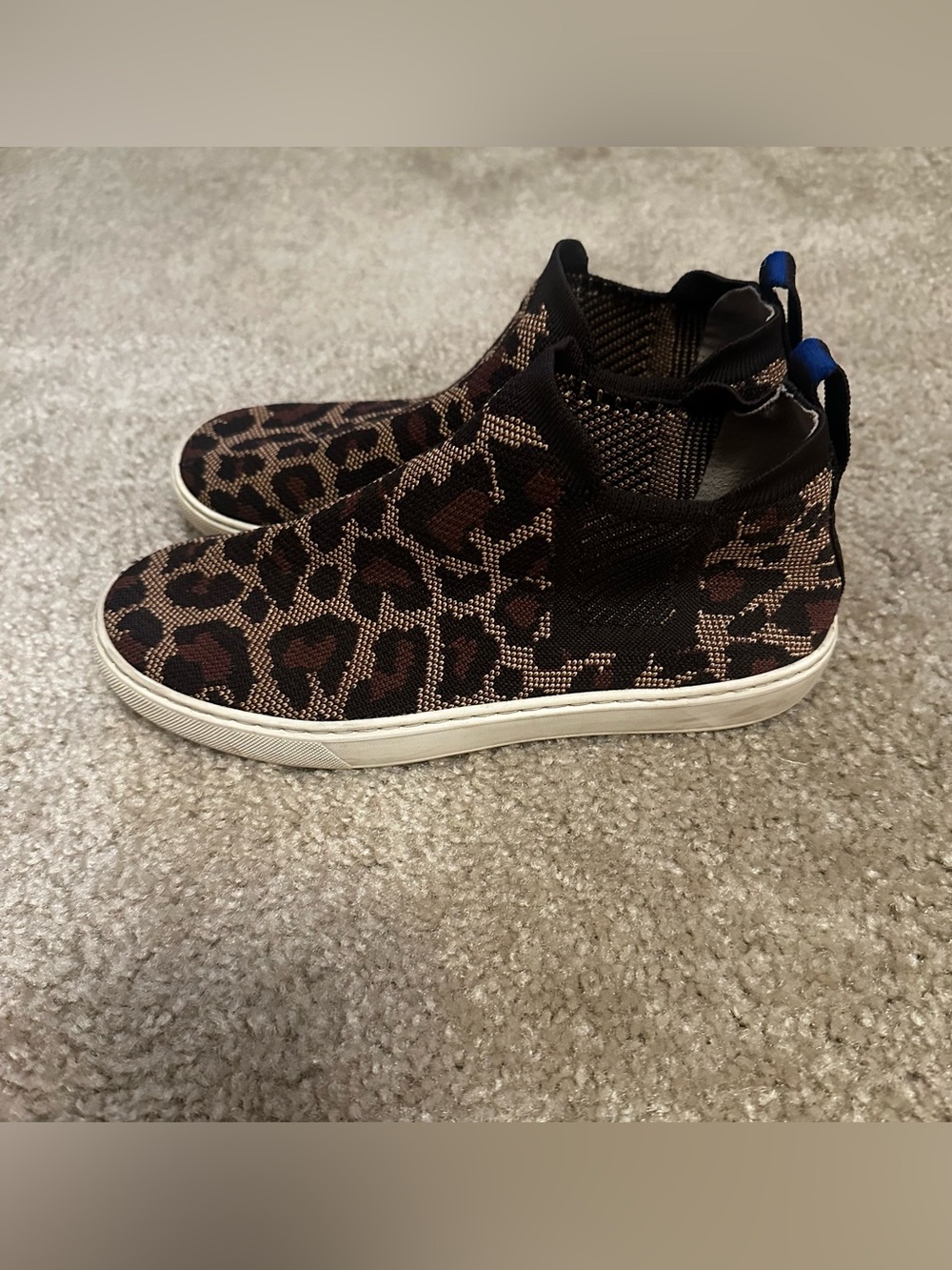 Rothy's Women’s 8 The Chelsea Leopard Wildcat Knit Hi Top Sneaker Boot Shoes - Picture 6 of 9